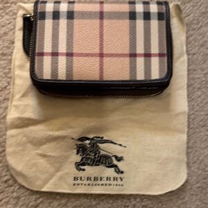 Burberry Beige and Black Checkered Wallet